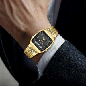 Ceas retro pătrat dual | ROLOTIME