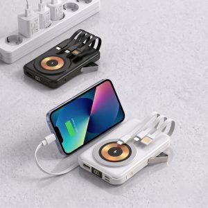 Baterie externă magnetică wireless - 10.000 mAh, 4 cabluri, suport | ULTICHARG